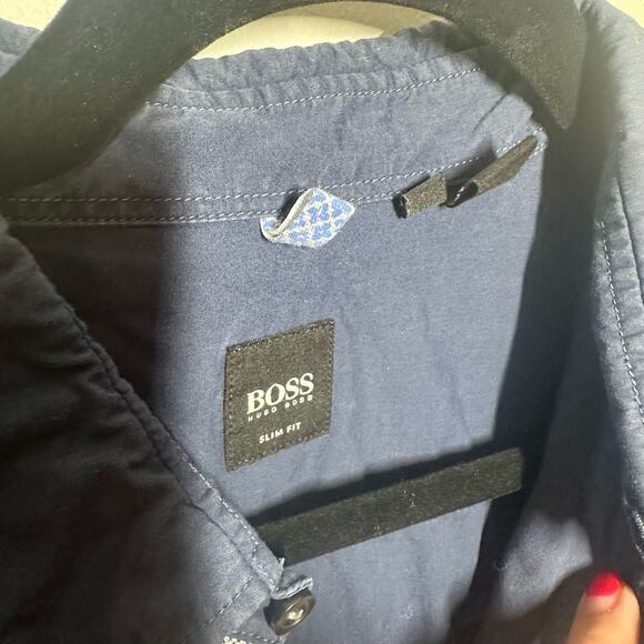 Boss Hugo Boss Men's Navy Blue Long Sleeve Button Down Shirt Size Large - Picture 4 of 8